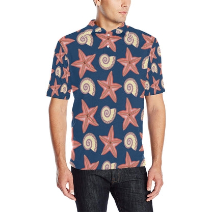 Starfish Pattern Print Design 03 Men Polo Shirt
