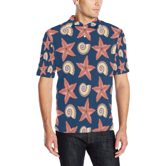 Starfish Pattern Print Design 03 Men Polo Shirt