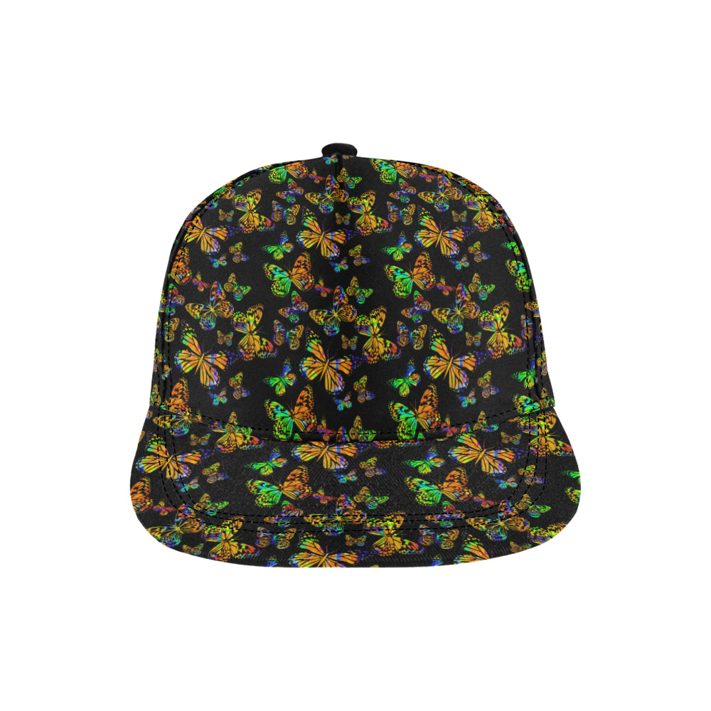Butterfly Neon Color Print Pattern Snapback Cap