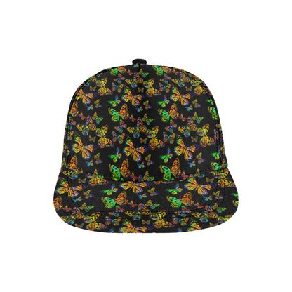 Butterfly Neon Color Print Pattern Snapback Cap