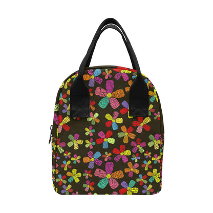 Flower Power Colorful Print Pattern Insulated Lunch Bag