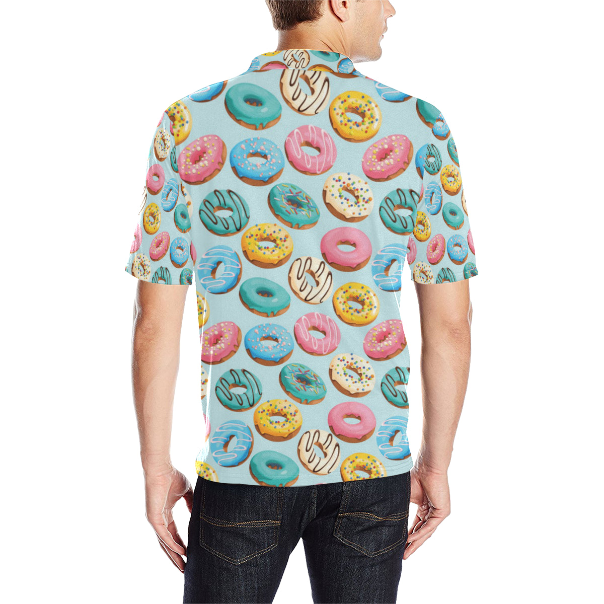 Donut Pattern Print Design DN05 Men Polo Shirt