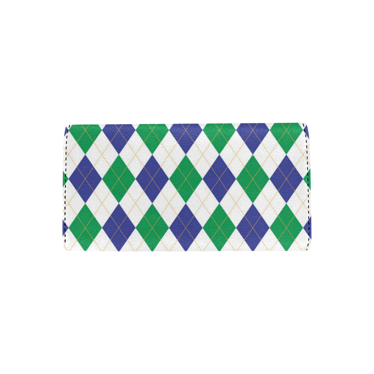 Argyle Green Blue Pattern Print Design 03 Women's Trifold Wallet