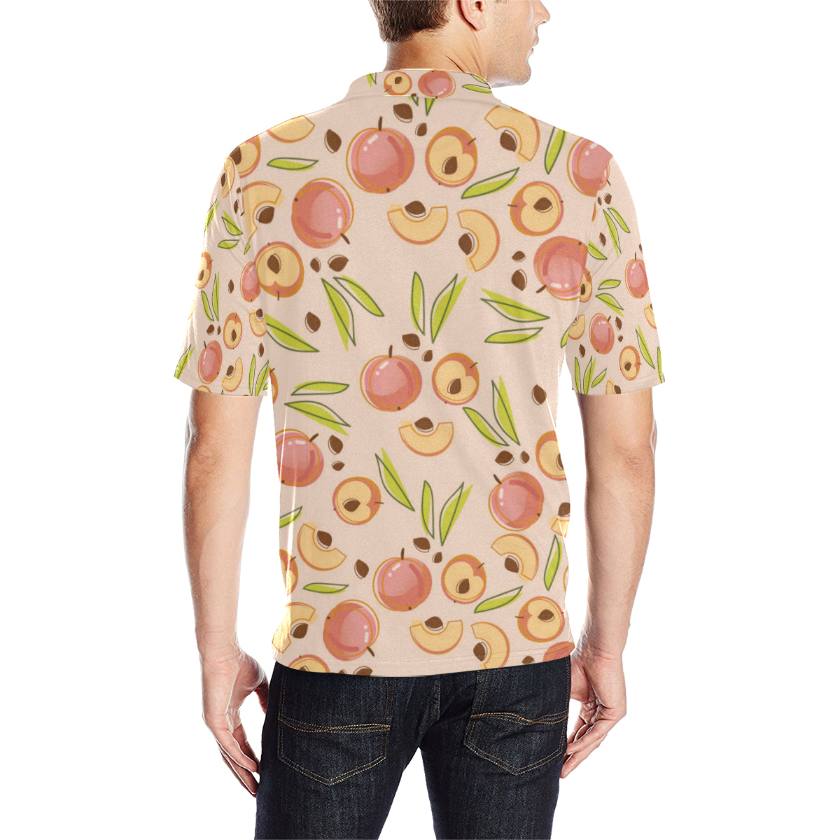 Peach Pattern Print Design A01 Men Polo Shirt