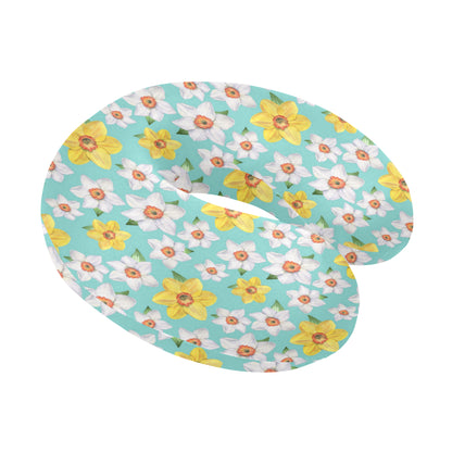Daffodils Pattern Print Design 02 U-Shaped Travel Neck Pillow