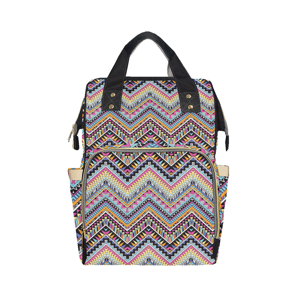 Multicolor zigzag Tribal Aztec Diaper Bag Backpack
