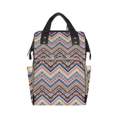 Multicolor zigzag Tribal Aztec Diaper Bag Backpack