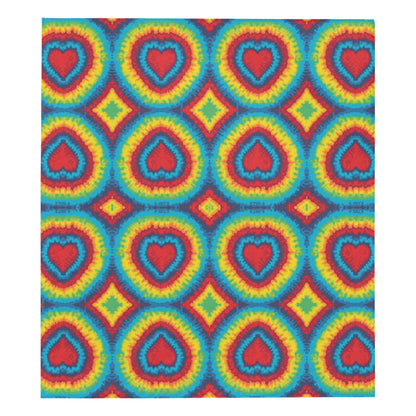 Tie Dye Heart shape Premium Quilt
