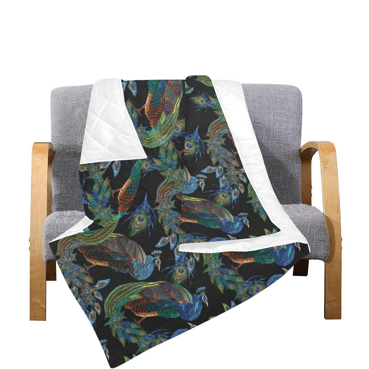 Peacock Pattern Print Design A04 Premium Quilt