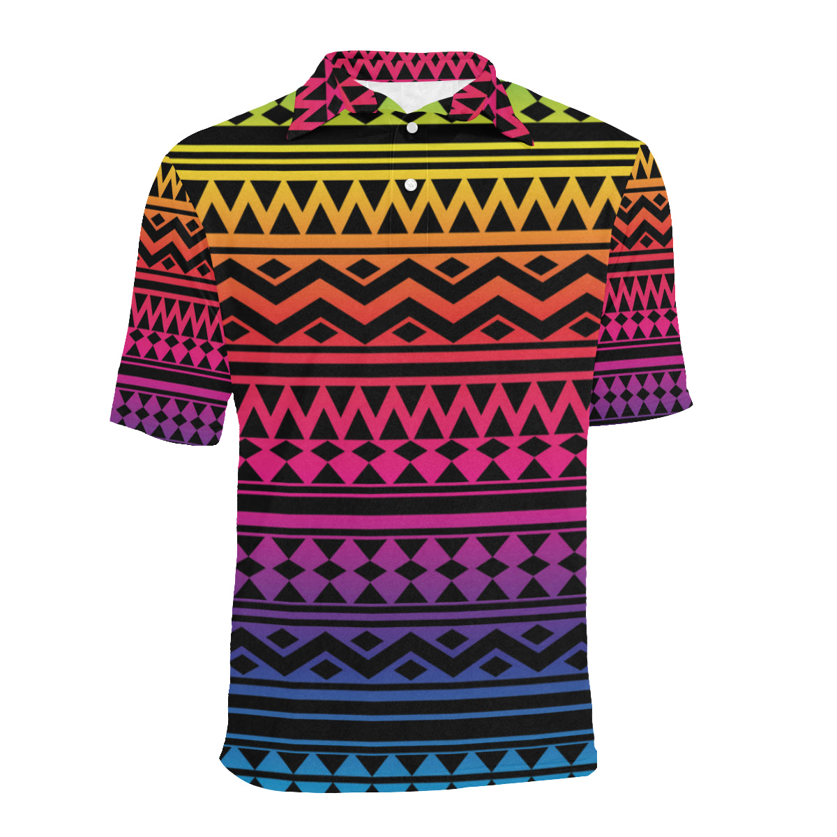Rainbow Tribal Pattern Print Design A02 Men Polo Shirt