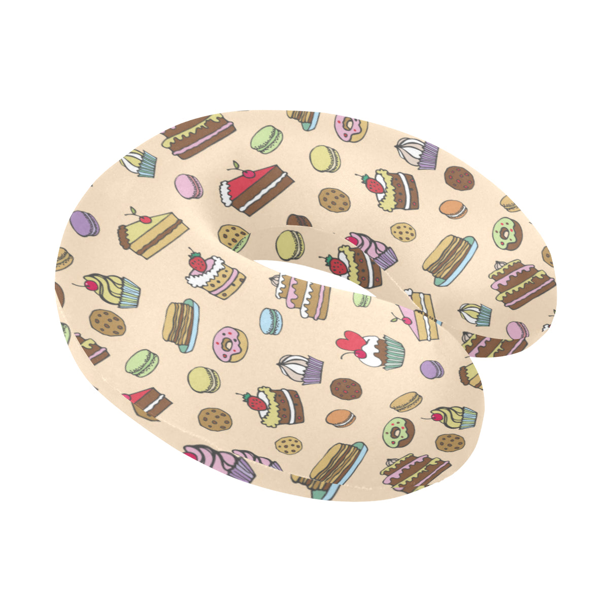 Cake Pattern Print Design 03 U-Shaped Travel Neck Pillow