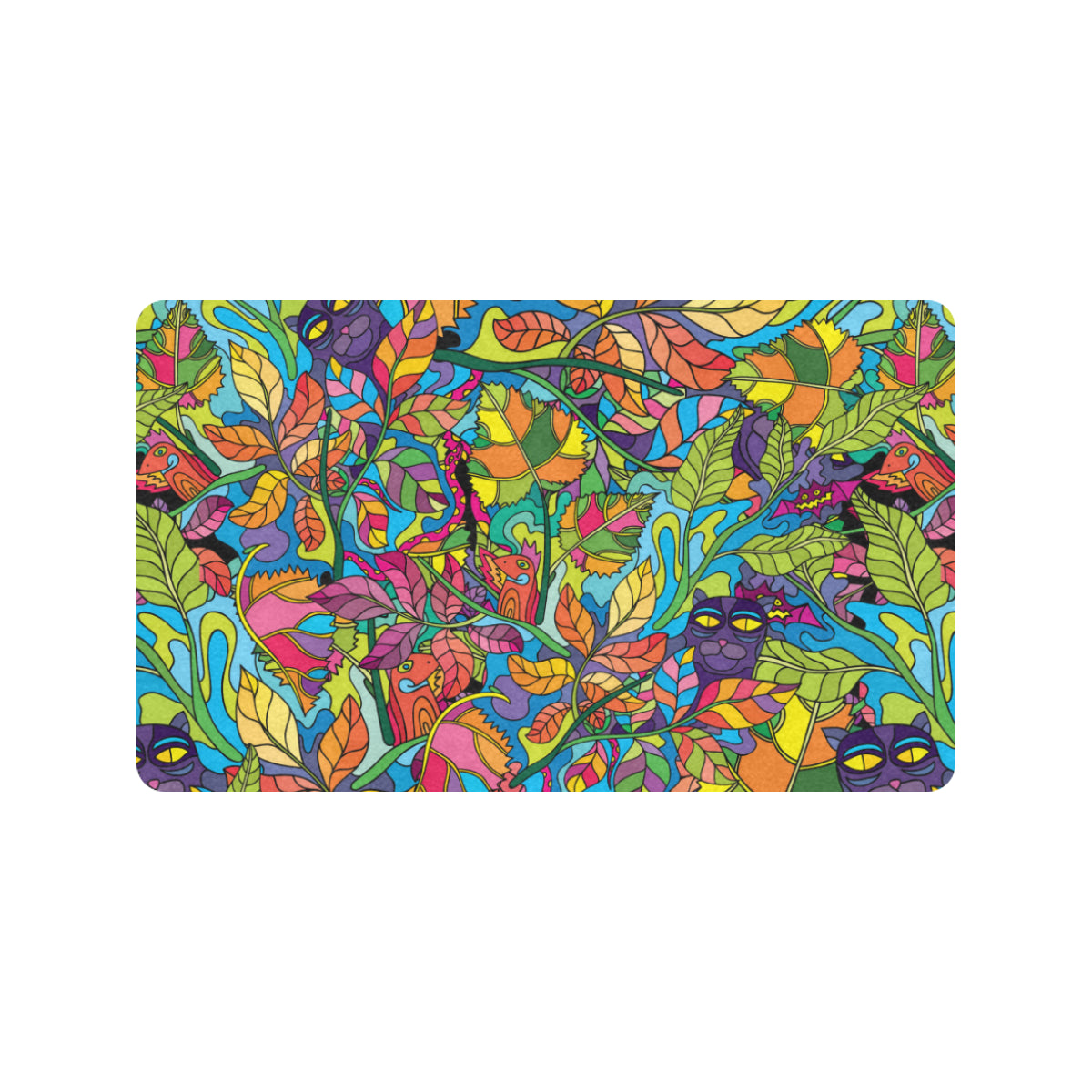 Psychedelic Trippy Flower Print Rubber Doormat