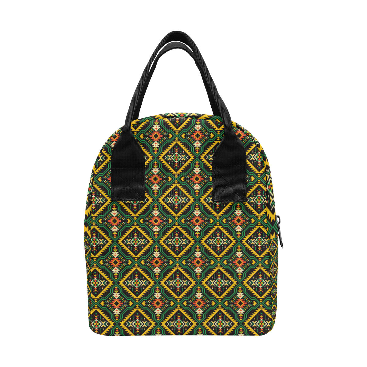 Kente Green Design African Print Insulated Lunch Bag