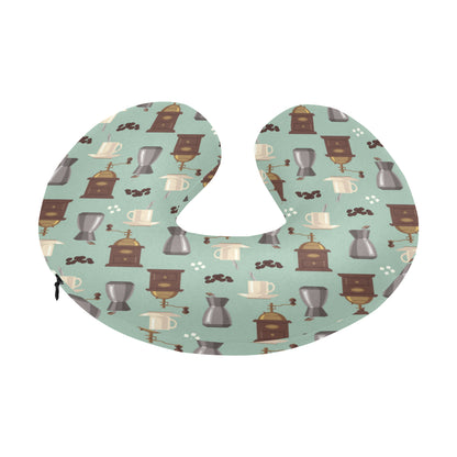 Coffee Pattern Print Design 04 U-Shaped Travel Neck Pillow