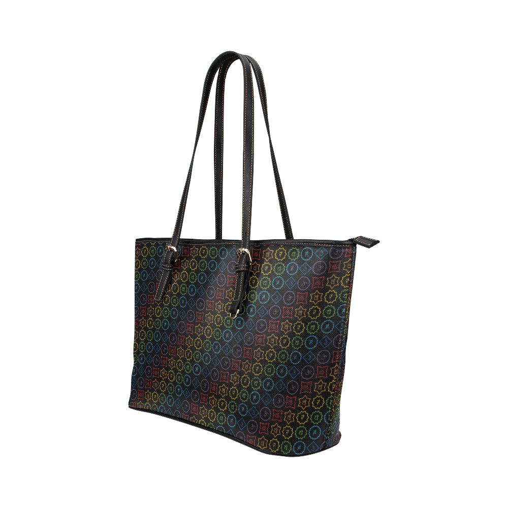 Chakra Colorful Symbol Pattern Leather Tote Bag