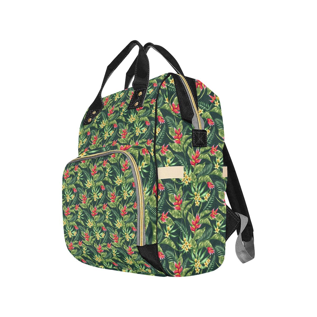 Tropical Folower Red Heliconia Print Diaper Bag Backpack