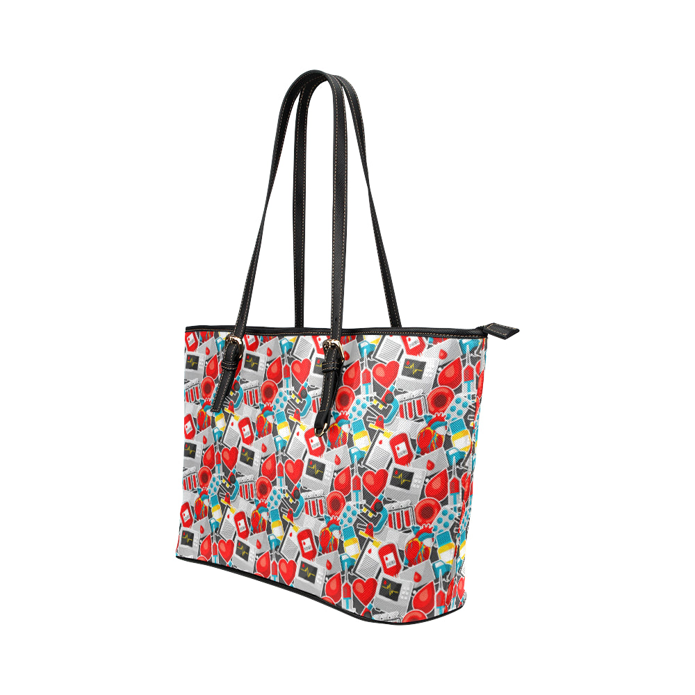 Phlebotomist Medical Themed Leather Tote Bag