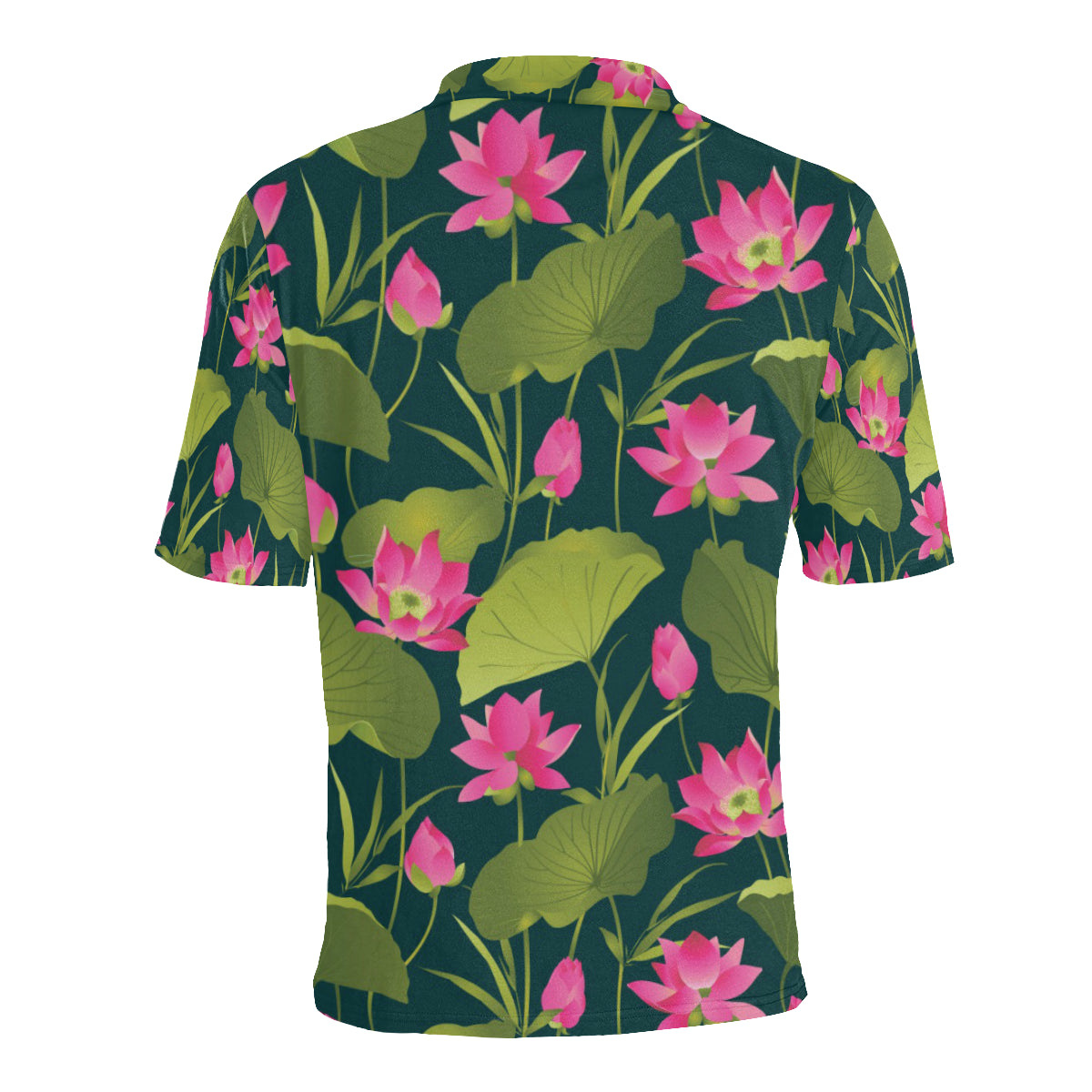Water Lily Pattern Print Design WL09 Men Polo Shirt