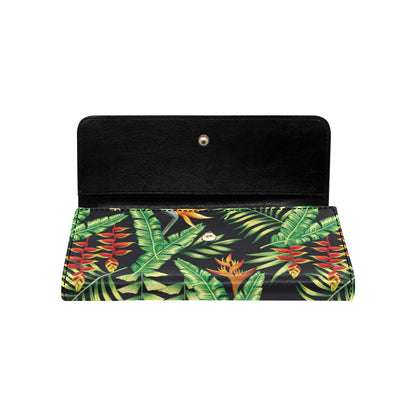 Hawaiian Flower Tropical Palm Leaves Women's Trifold Wallet