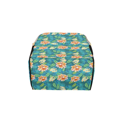 Plumeria Tropical Flower Design Print Diaper Bag Backpack