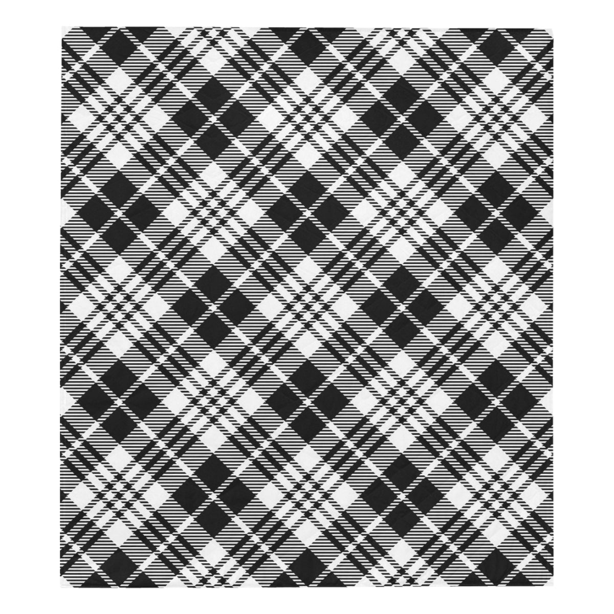 Plaid Black White Pattern Print Design A02 Premium Quilt