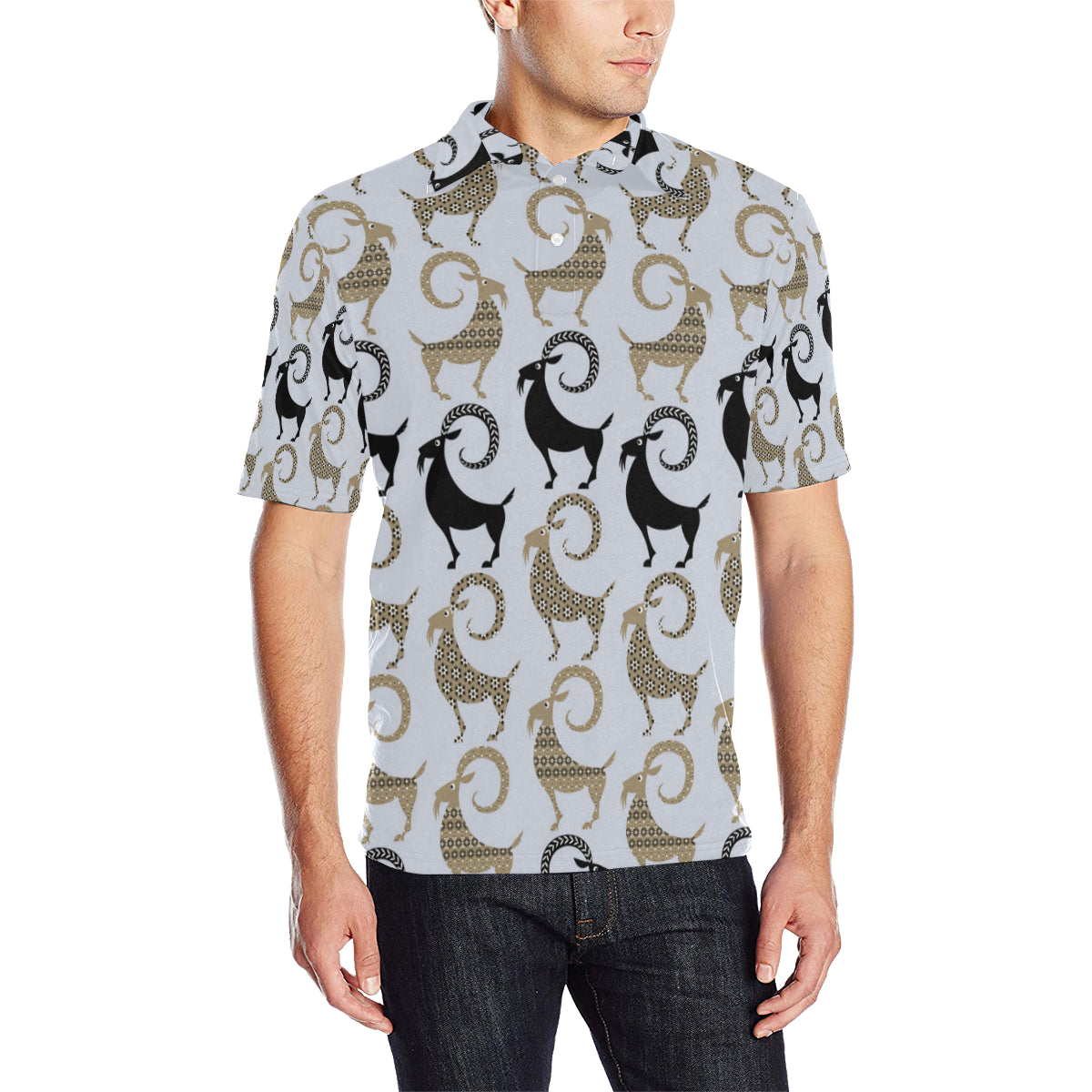 Goat Pattern Print Design 03 Men Polo Shirt