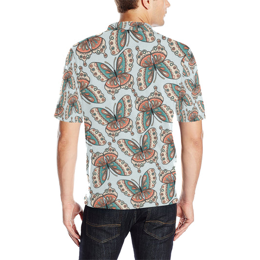 Butterfly Pattern Men Polo Shirt