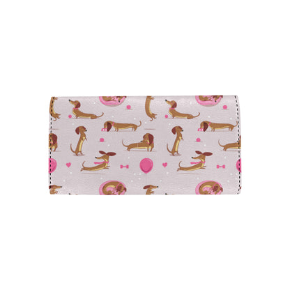 Dachshund Pattern Print Design 10 Women's Trifold Wallet