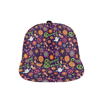 Flower Power Peace Design Print Snapback Cap
