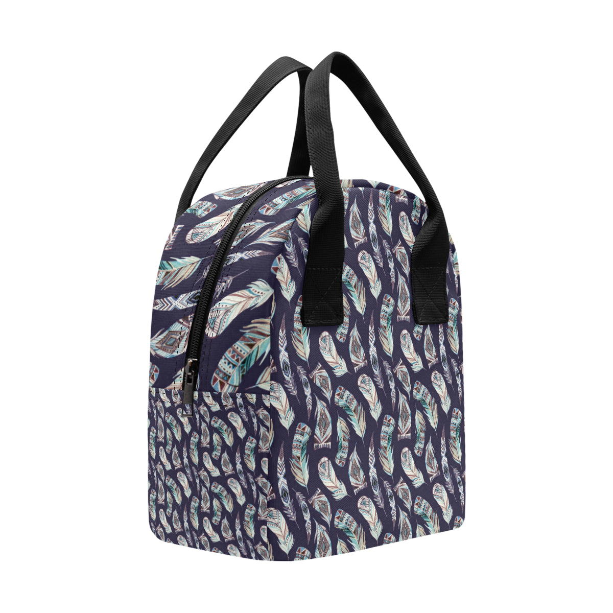Feather Vintage Boho Design Print Insulated Lunch Bag