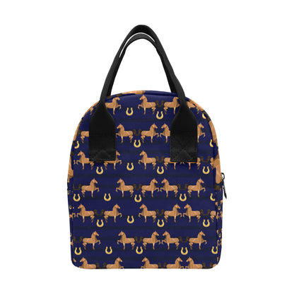 Horse Luxury Themed Pattern Print Insulated Lunch Bag