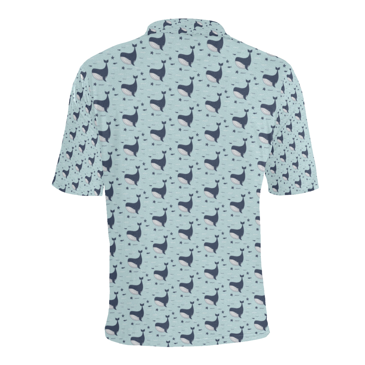 Whale Cute Design Themed Print Men Polo Shirt