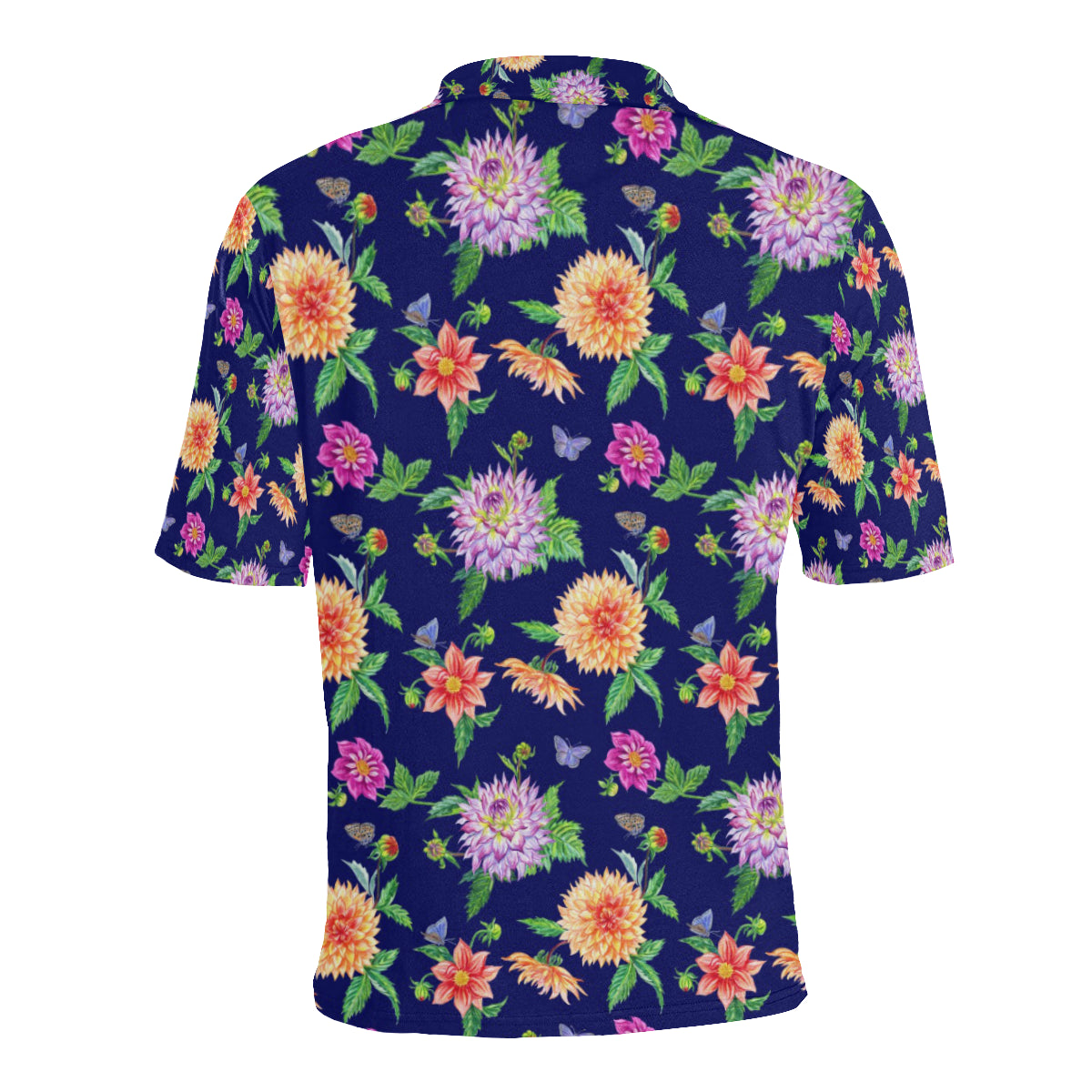 Dahlia Pattern Print Design DH010 Men Polo Shirt