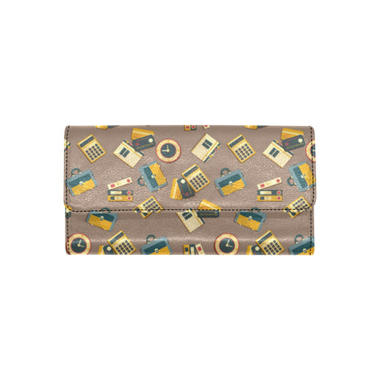 Accounting Financial Pattern Print Design 03 Women's Trifold Wallet