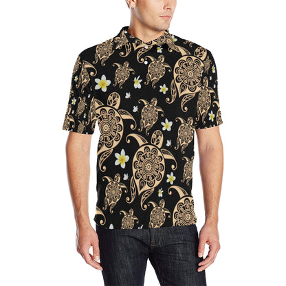 Turtle Polynesian Tribal Hawaiian Men Polo Shirt