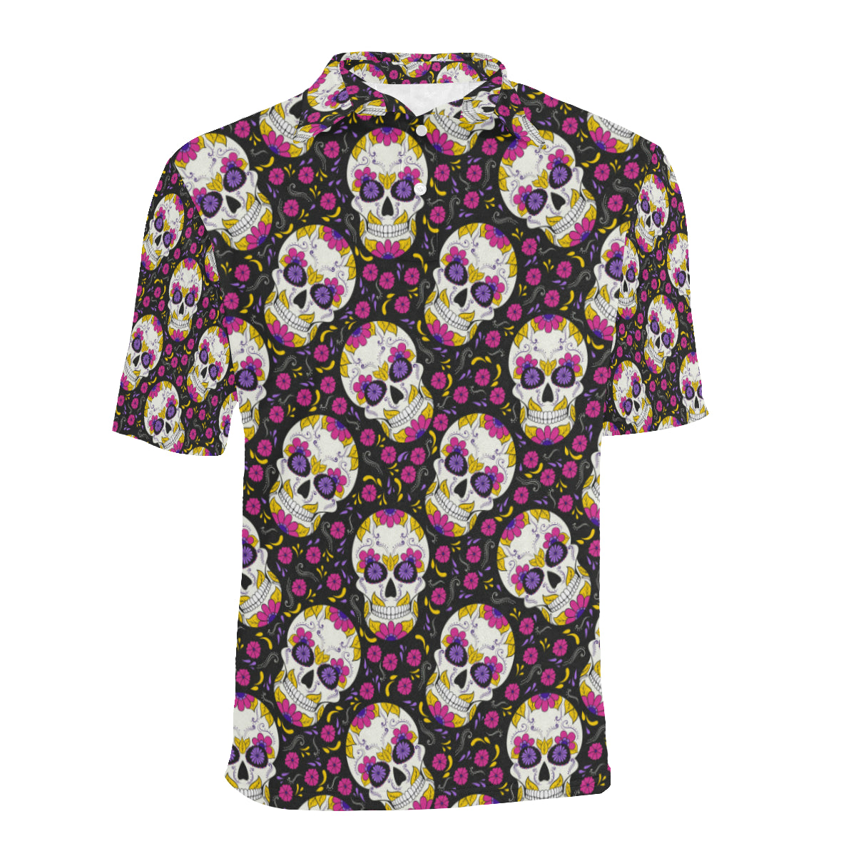 sugar skull Floral Pattern Men Polo Shirt