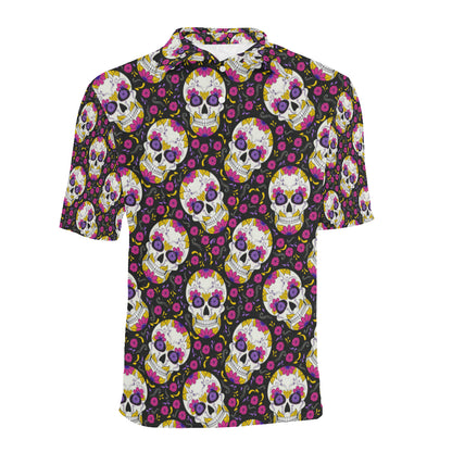 sugar skull Floral Pattern Men Polo Shirt