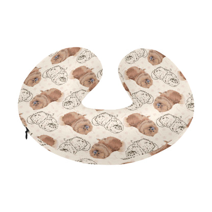 Pomeranians Pattern Print Design A01 U-Shaped Travel Neck Pillow