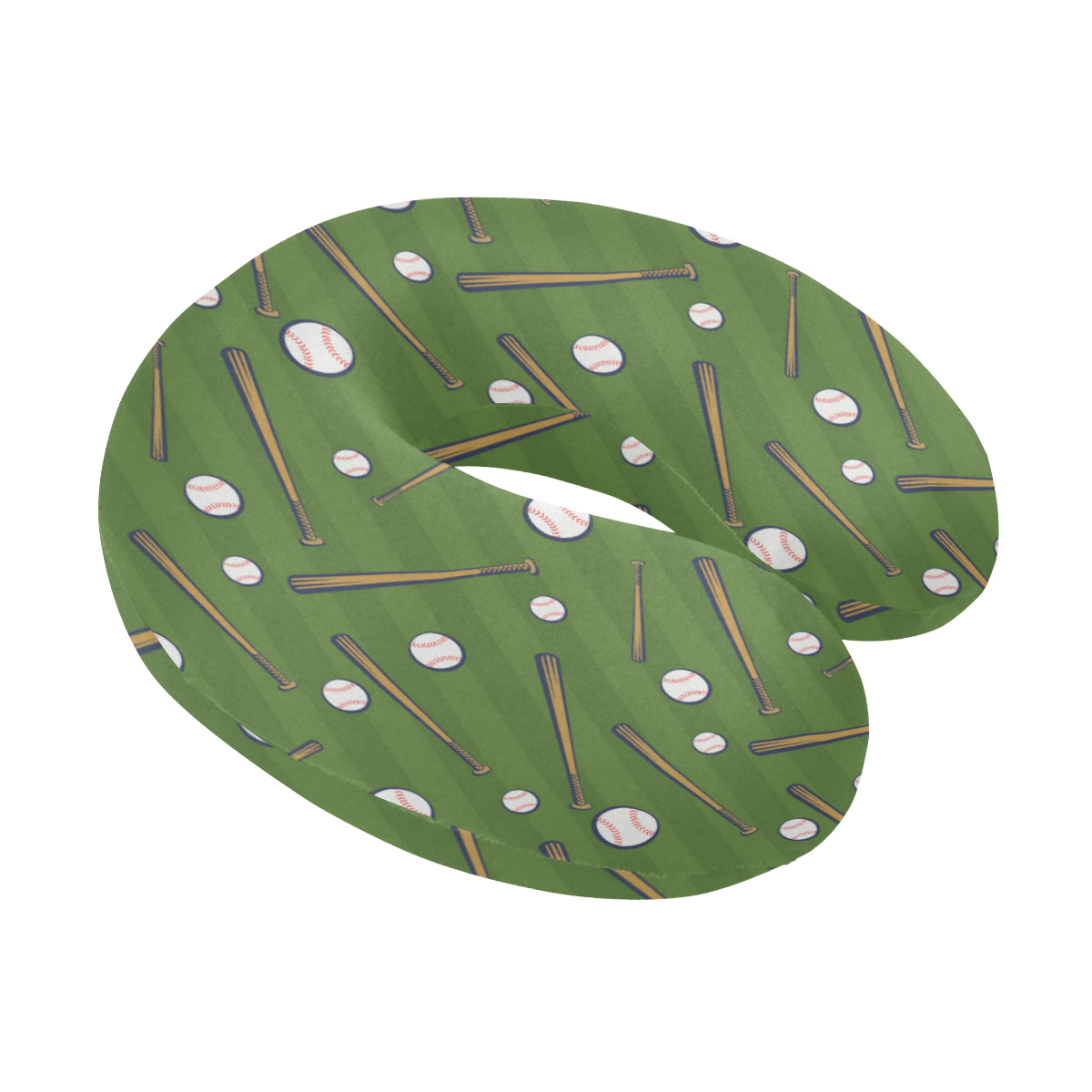 Baseball Pattern Print Design 02 U-Shaped Travel Neck Pillow