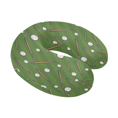 Baseball Pattern Print Design 02 U-Shaped Travel Neck Pillow
