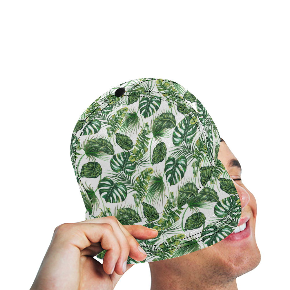 Green Pattern Tropical Palm Leaves Snapback Cap