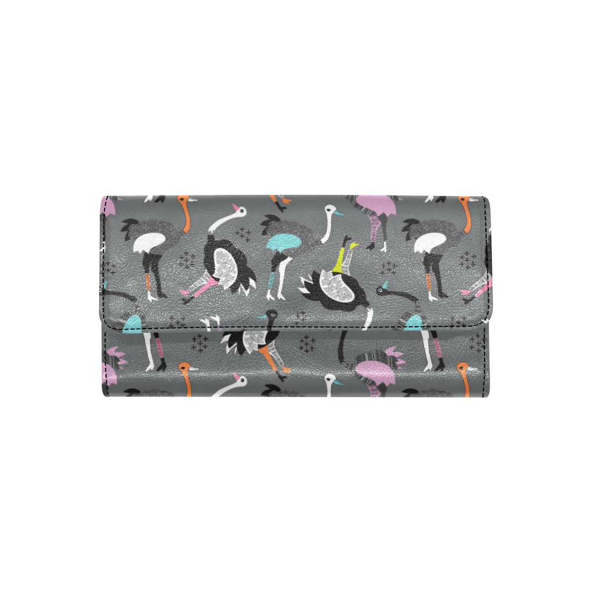 Ostrich Pattern Print Design 01 Women's Trifold Wallet