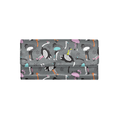 Ostrich Pattern Print Design 01 Women's Trifold Wallet