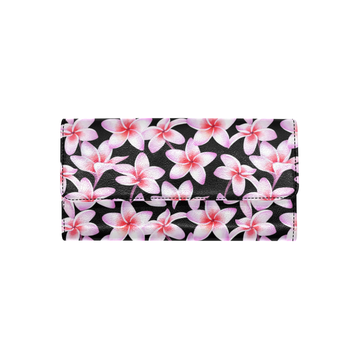 Pink Plumeria Pattern Print Design PM09 Women's Trifold Wallet