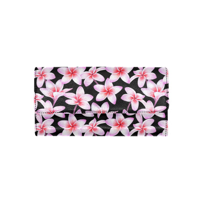 Pink Plumeria Pattern Print Design PM09 Women's Trifold Wallet