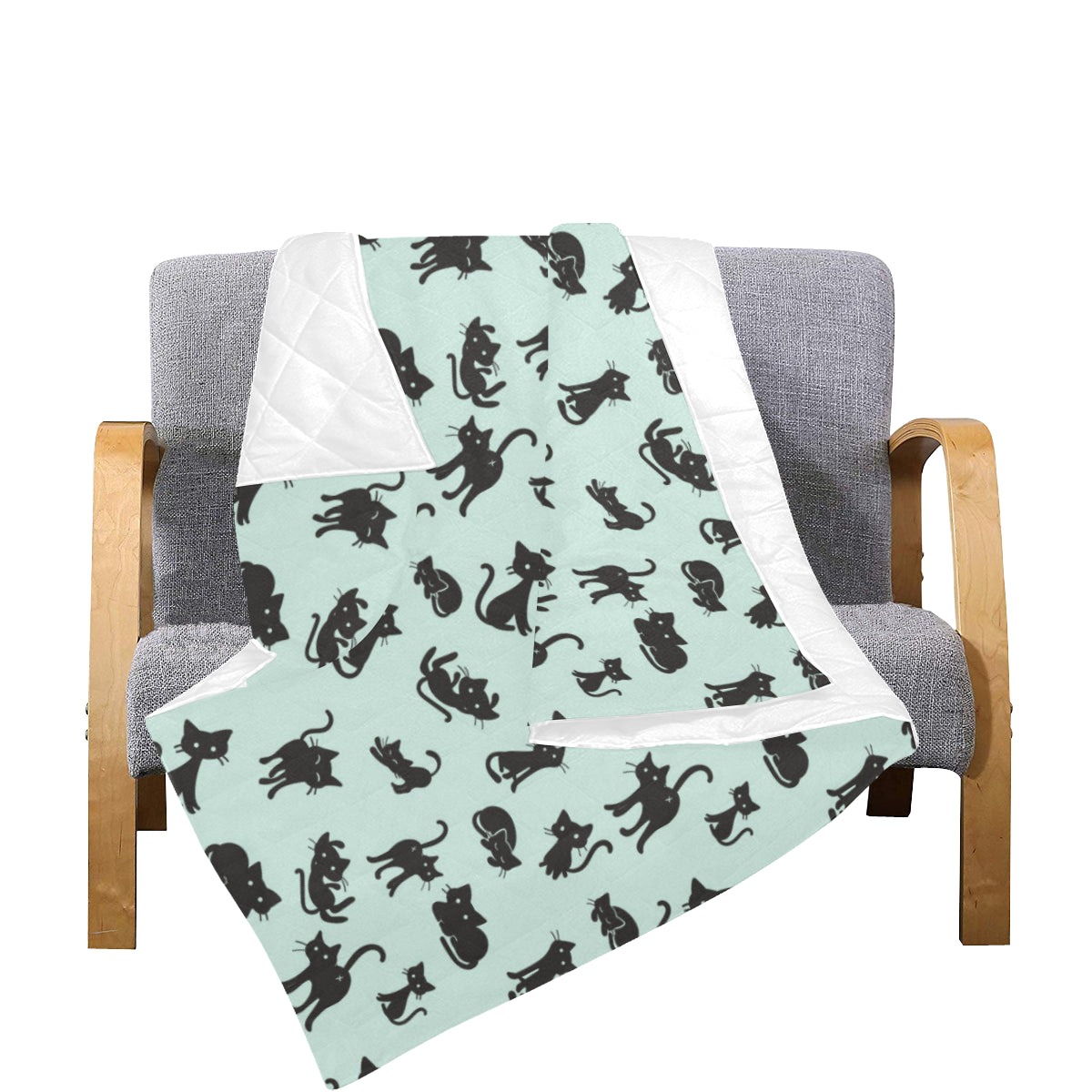 Black Cat Pattern Print Design 04 Premium Quilt