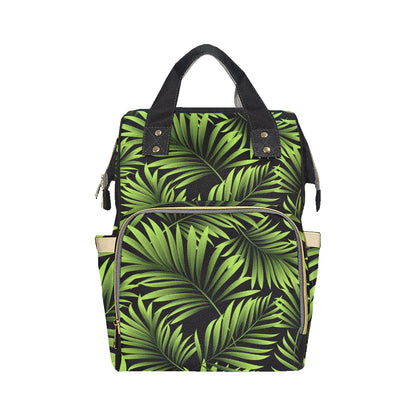 Green Neon Tropical Palm Leaves Diaper Bag Backpack