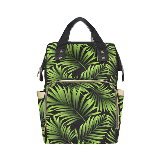 Green Neon Tropical Palm Leaves Diaper Bag Backpack