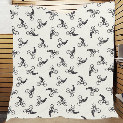 Mountain bike Pattern Print Design 01 Premium Quilt