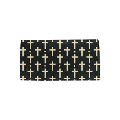 Cross Pattern Print Design 03 Women's Trifold Wallet